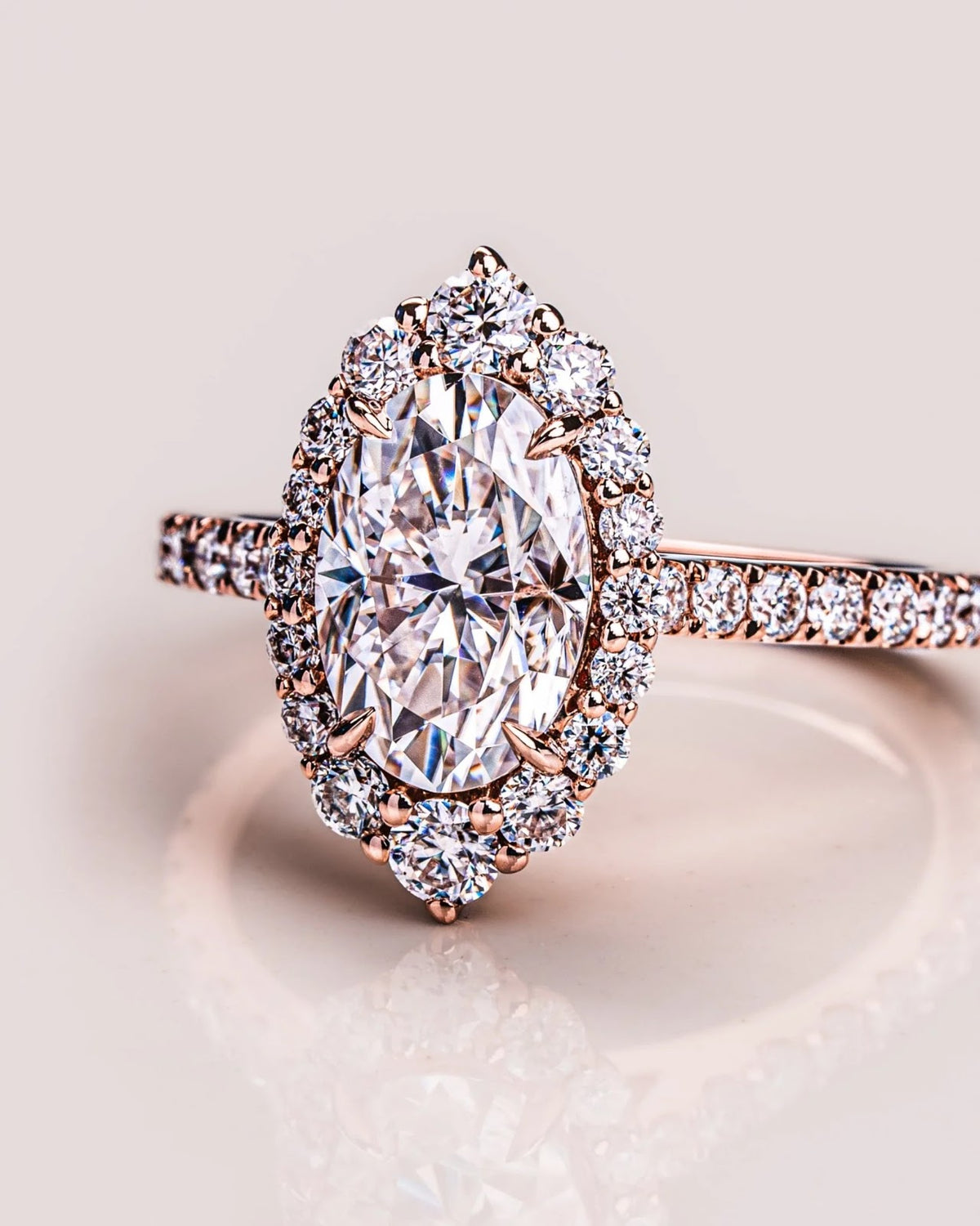 Oval Diamond Regal Halo Pavé Engagement Ring