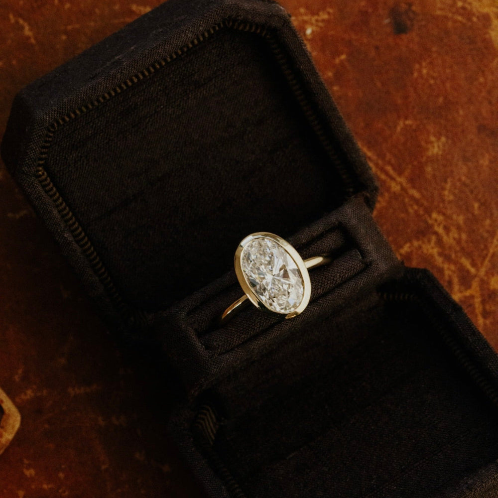 Oval Diamond Smooth Bezel Solitaire Engagement Ring