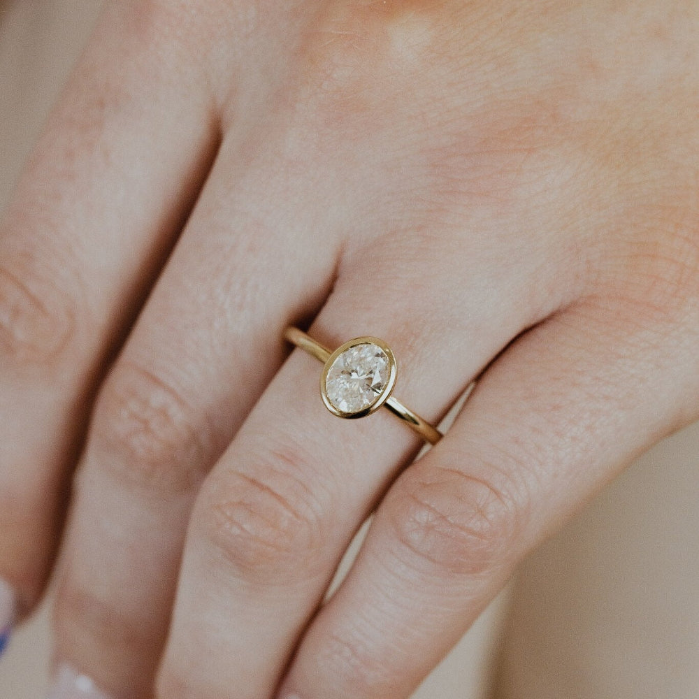 Oval Diamond Smooth Bezel Solitaire Engagement Ring