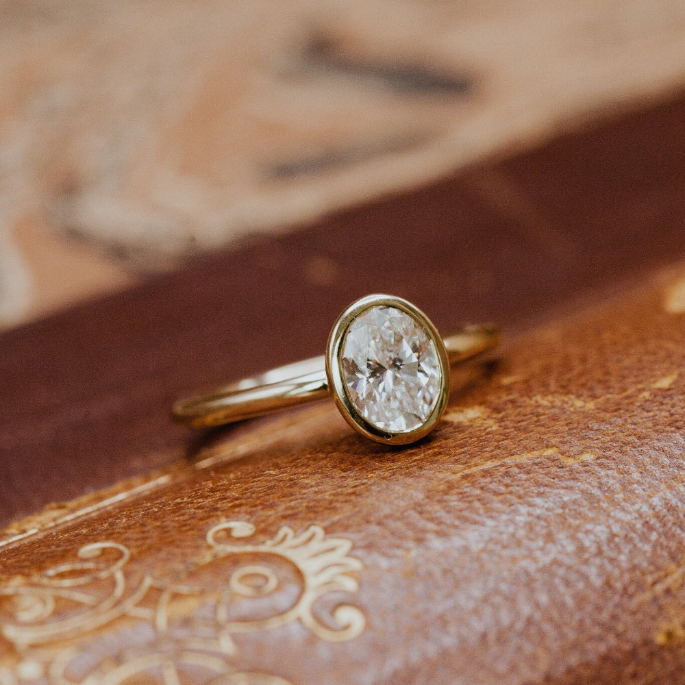Oval Diamond Smooth Bezel Solitaire Engagement Ring