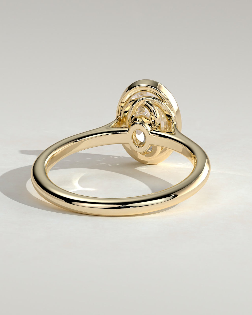 Oval Diamond Twist Gallery Bezel Solitaire Engagement Ring