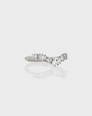 0.85 TCW Oval & Round EF- VVS Diamond Cluster Wedding Band