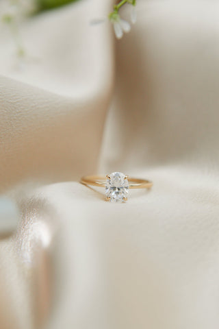 Solitaire Ring with 1.50 CT Oval Cut Moissanite - violetjewels