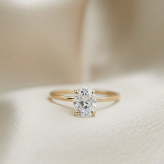 Solitaire Ring with 1.50 CT Oval Cut Moissanite - violetjewels