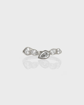 0.80 TCW Pear EF- VVS Diamond Bezel Wedding Band