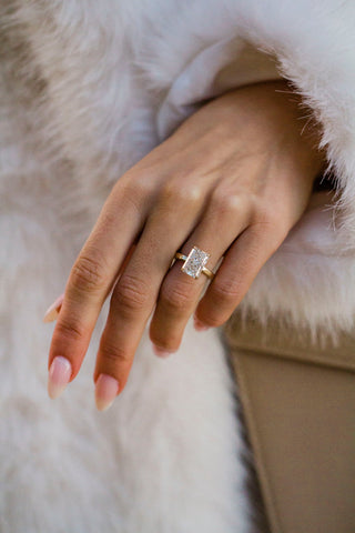 2.0-4.0 CT Radiant Shaped Lab Grown Diamond Hidden Halo Engagement Ring