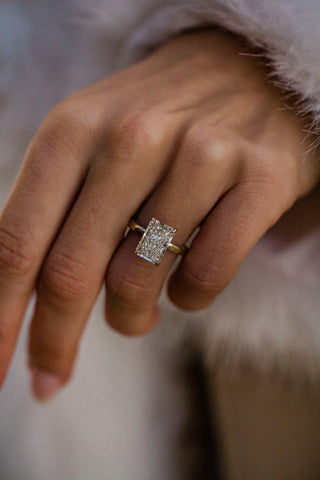 2.0-4.0 CT Radiant Shaped Lab Grown Diamond Hidden Halo Engagement Ring