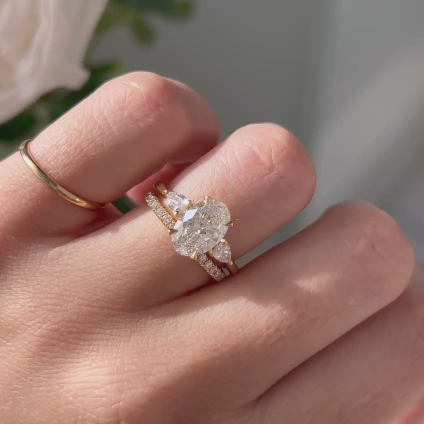 1.5 CT Oval Diamond Harmony Floral Cluster Engagement Ring