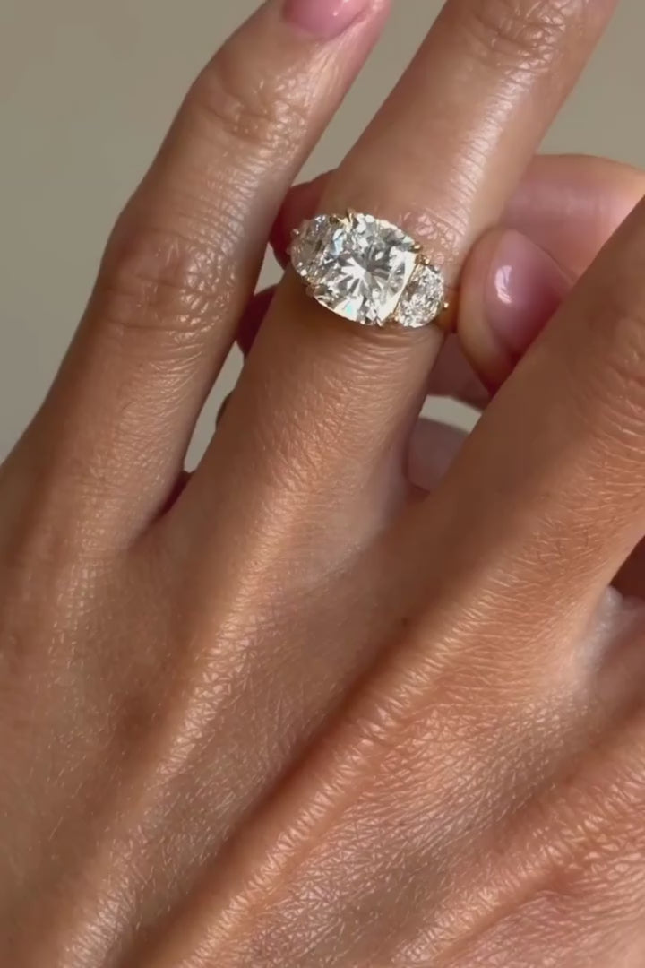Cushion Cut Three Stone Engagement Ring-Custom Listing For kirsty