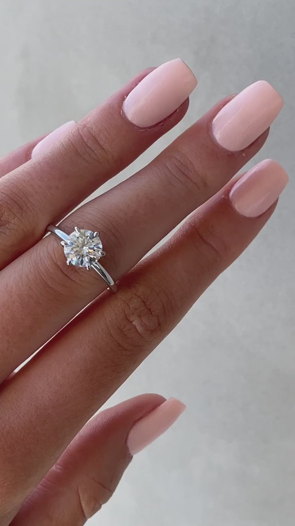 1.80-3.50 CT Round Lab Grown Diamond Pave Engagement Ring