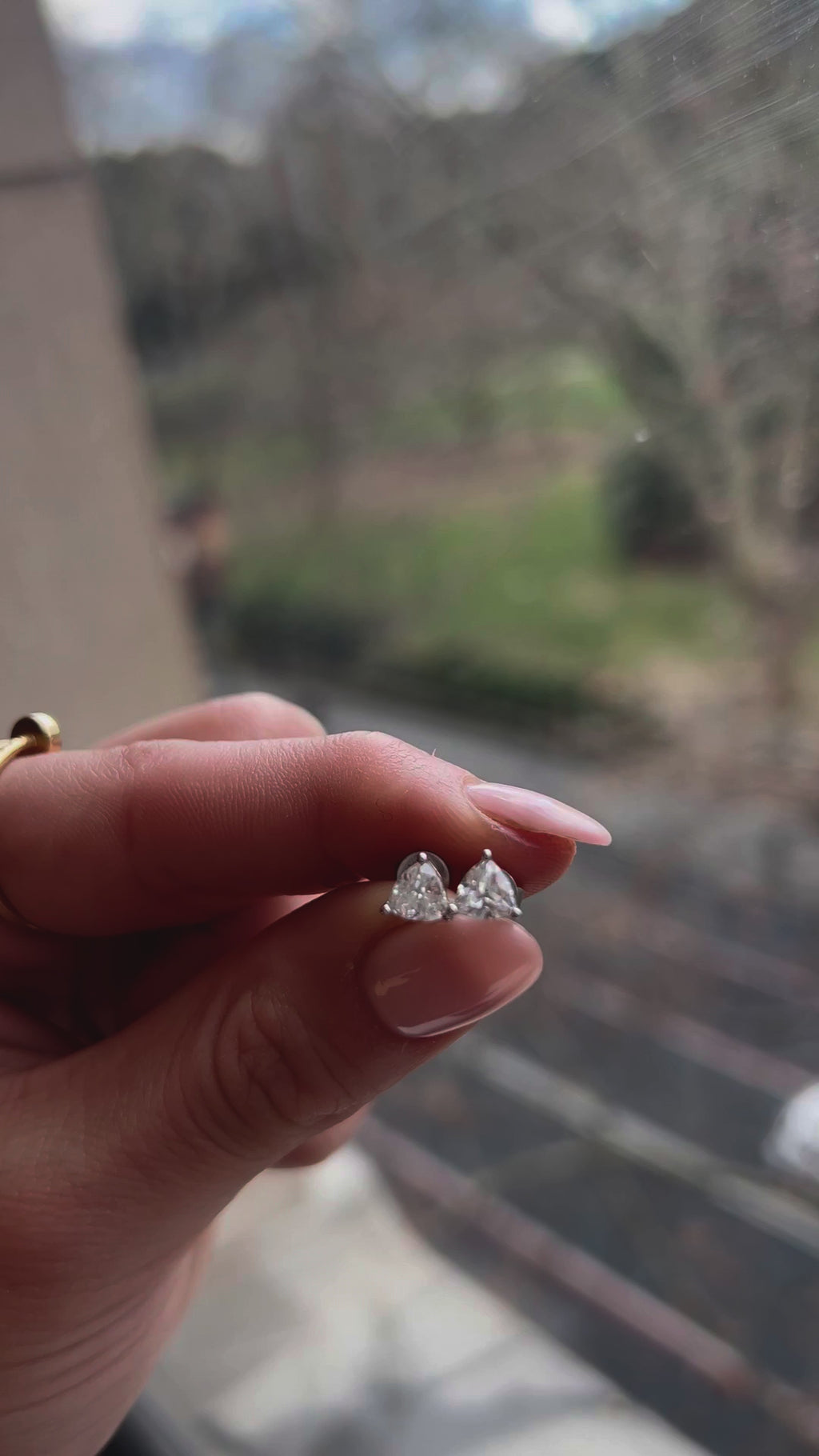0.5 CT Trilliant Cut Diamond Stud Earrings | Lab Grown G/VVS