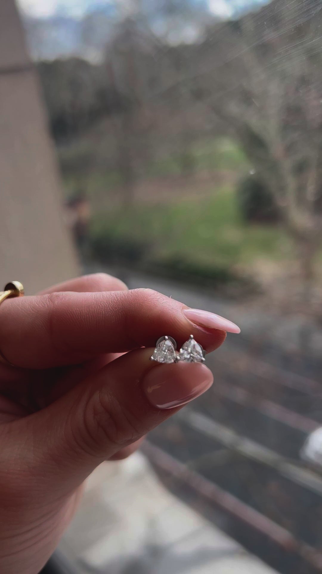 0.5 CT Trilliant Cut Diamond Stud Earrings | Lab Grown G/VVS