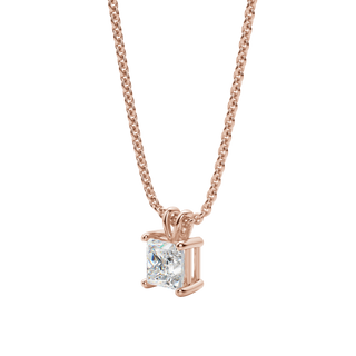 0.25 CT- 1.0 CT Princess Solitaire F/VS Lab Grown Diamond Necklace - violetjewels