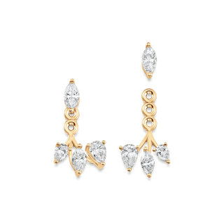 1.25 TCW Pear & Marquise Moissanite Diamond Ear Jacket Earrings - violetjewels