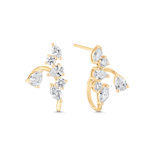 1.34 TCW Pear, Round & Marquise Moissanite Diamond Ear Jacket Earrings - violetjewels