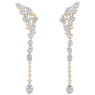 3.64 TCW Round Moissanite Diamond Cluster Drop Earrings - violetjewels