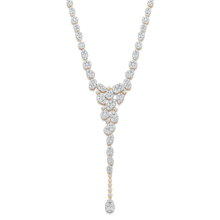 9.18 TCW Round Moissanite Diamond Drop Necklace - violetjewels