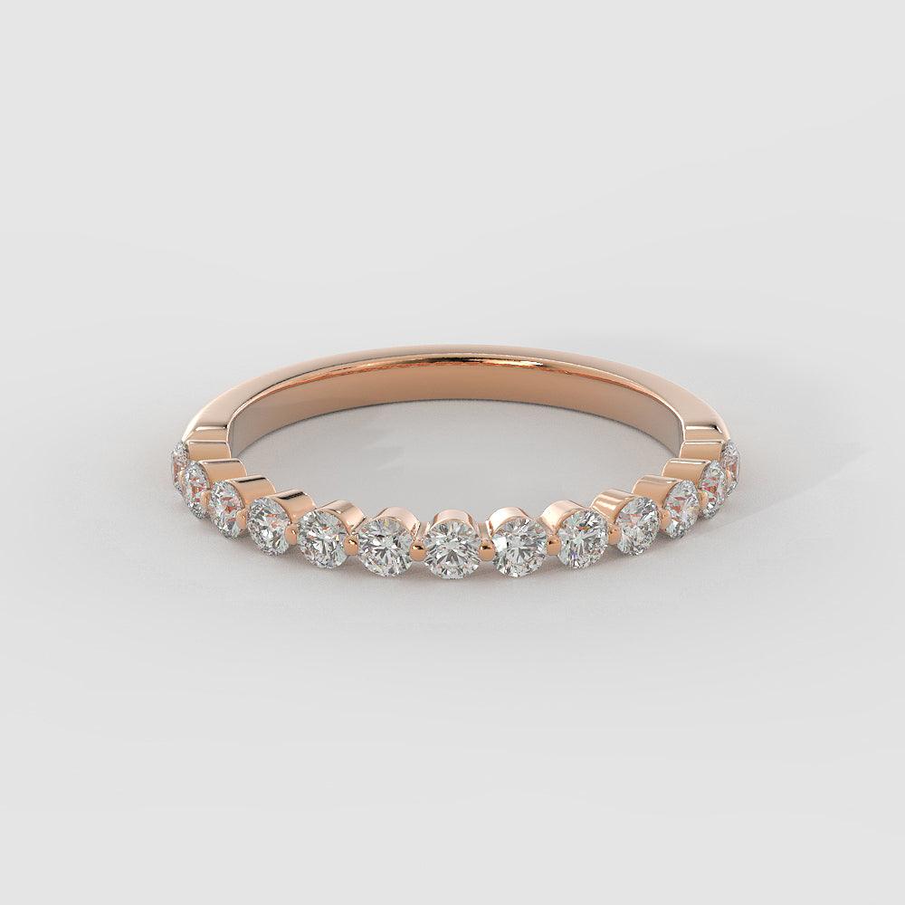 0.35 TCW Round Cut Half Eternity Moissanite Wedding Band - violetjewels