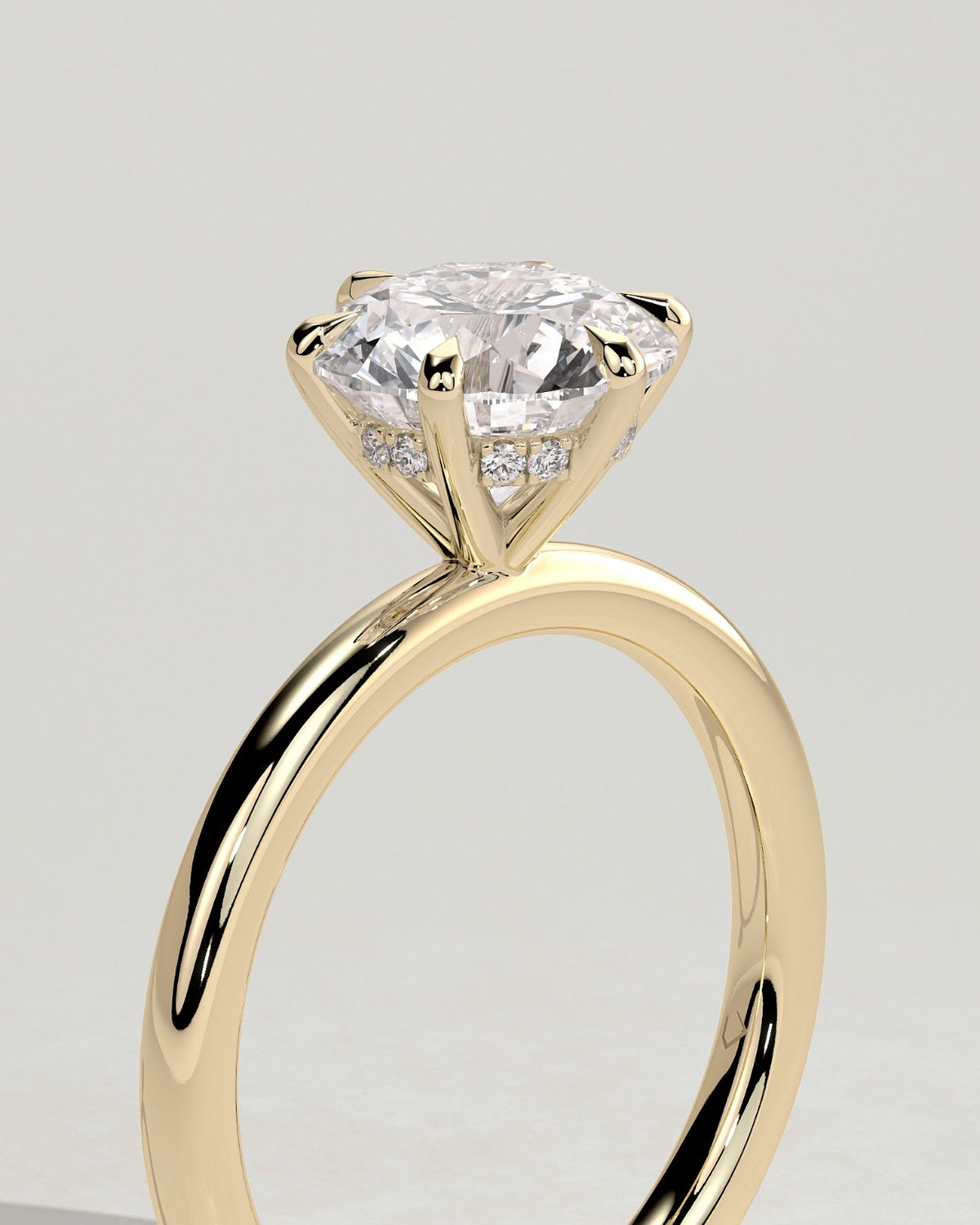 Round Diamond Encircled Hidden Halo Engagement Ring