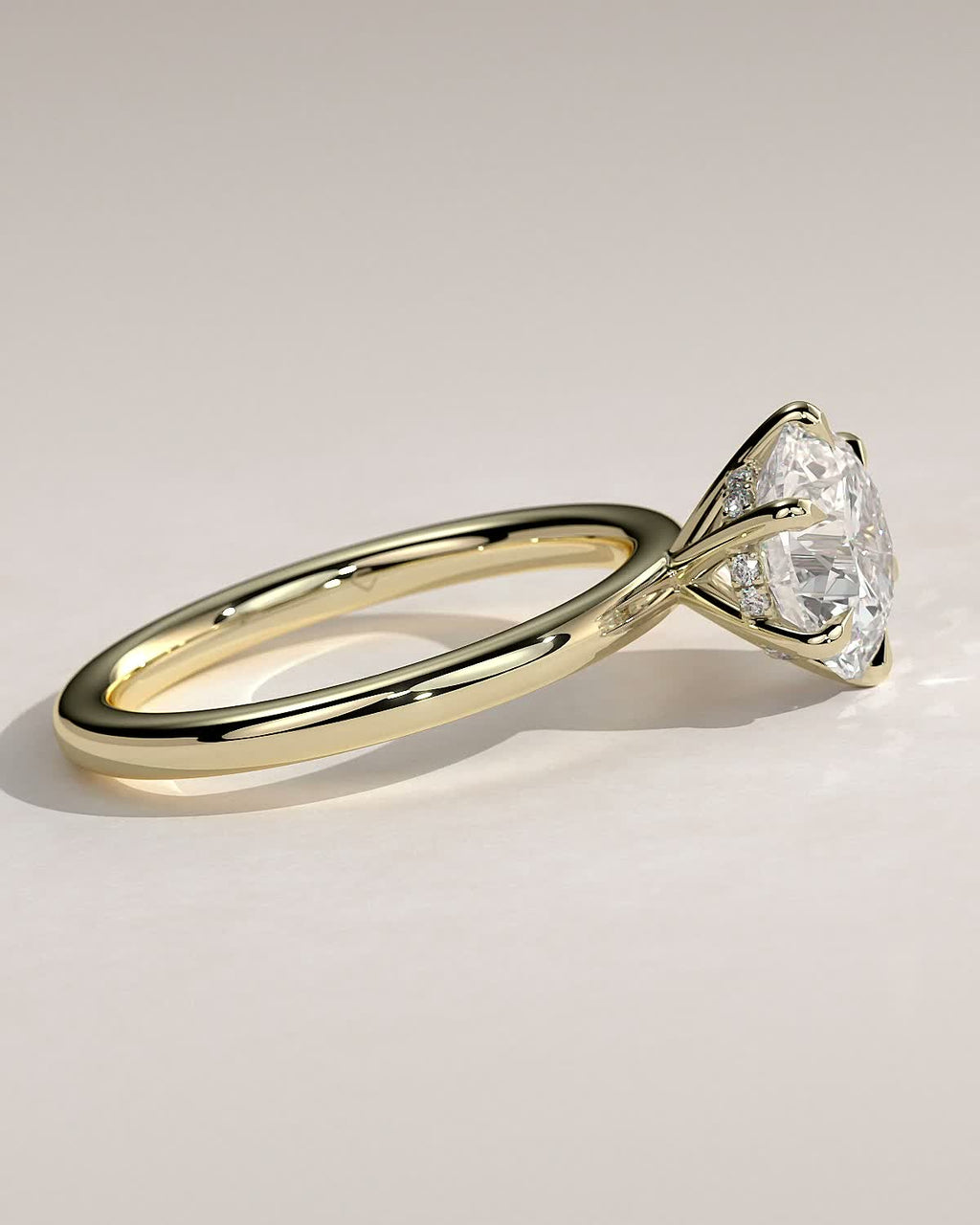 Round Diamond Encircled Hidden Halo Engagement Ring