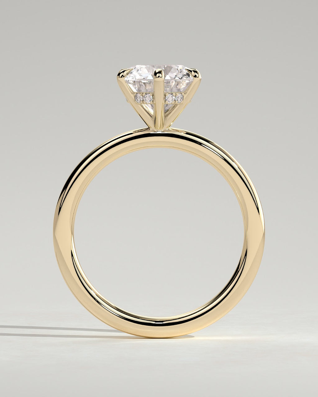 Round Diamond Encircled Hidden Halo Engagement Ring