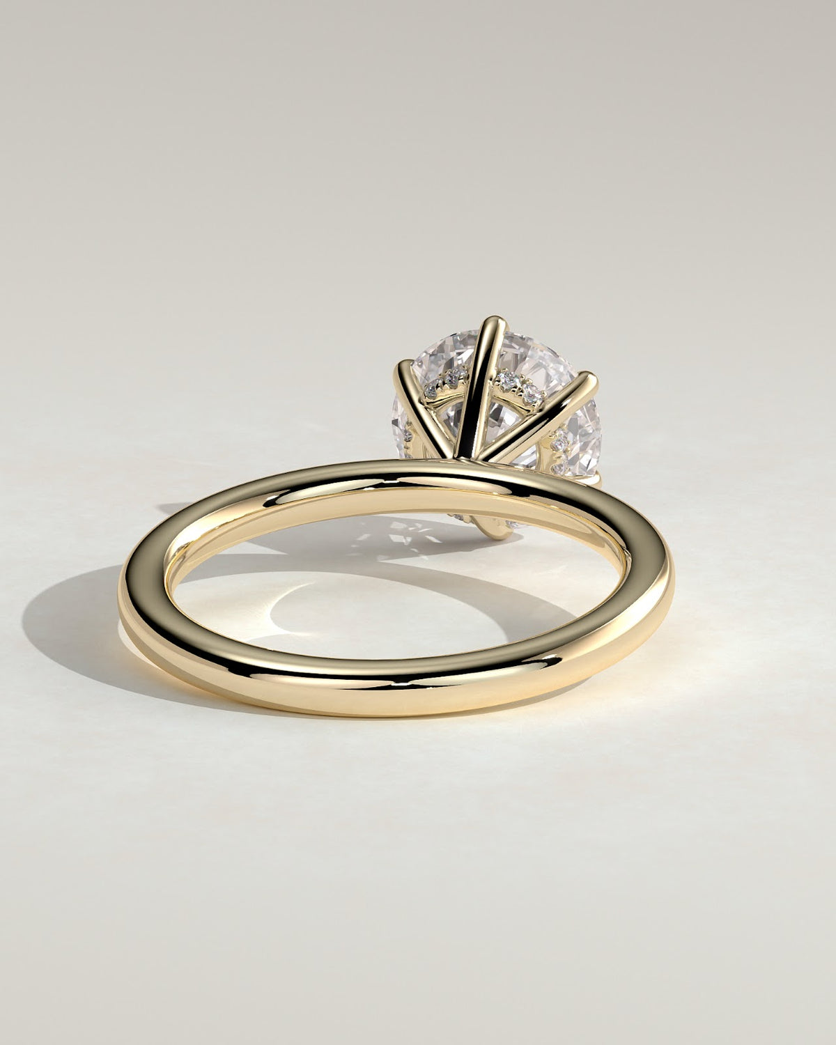 Round Diamond Encircled Hidden Halo Engagement Ring