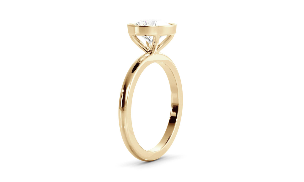 Bezel Ring with 1.0 CT Round Moissanite - violetjewels
