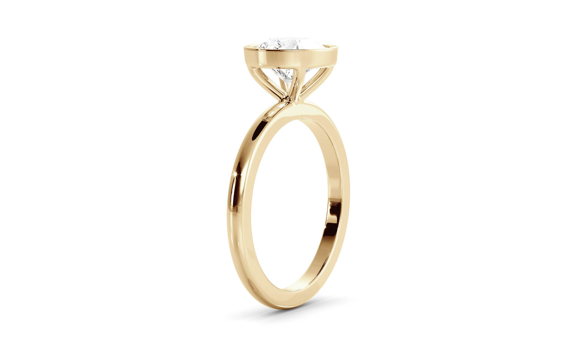 Bezel Ring with 1.0 CT Round Moissanite - violetjewels