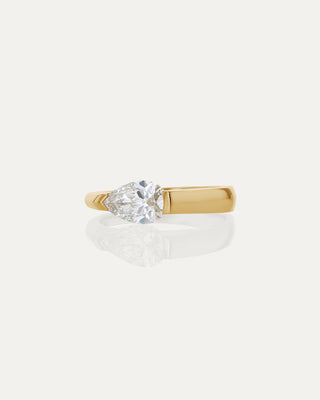 1.0 CT Pear CVD Diamond Unique Style Engagement Ring