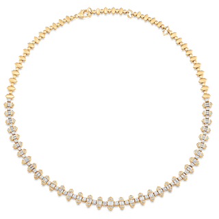 5.28 TCW Round & Baguette Moissanite Diamond Choker Necklace - violetjewels