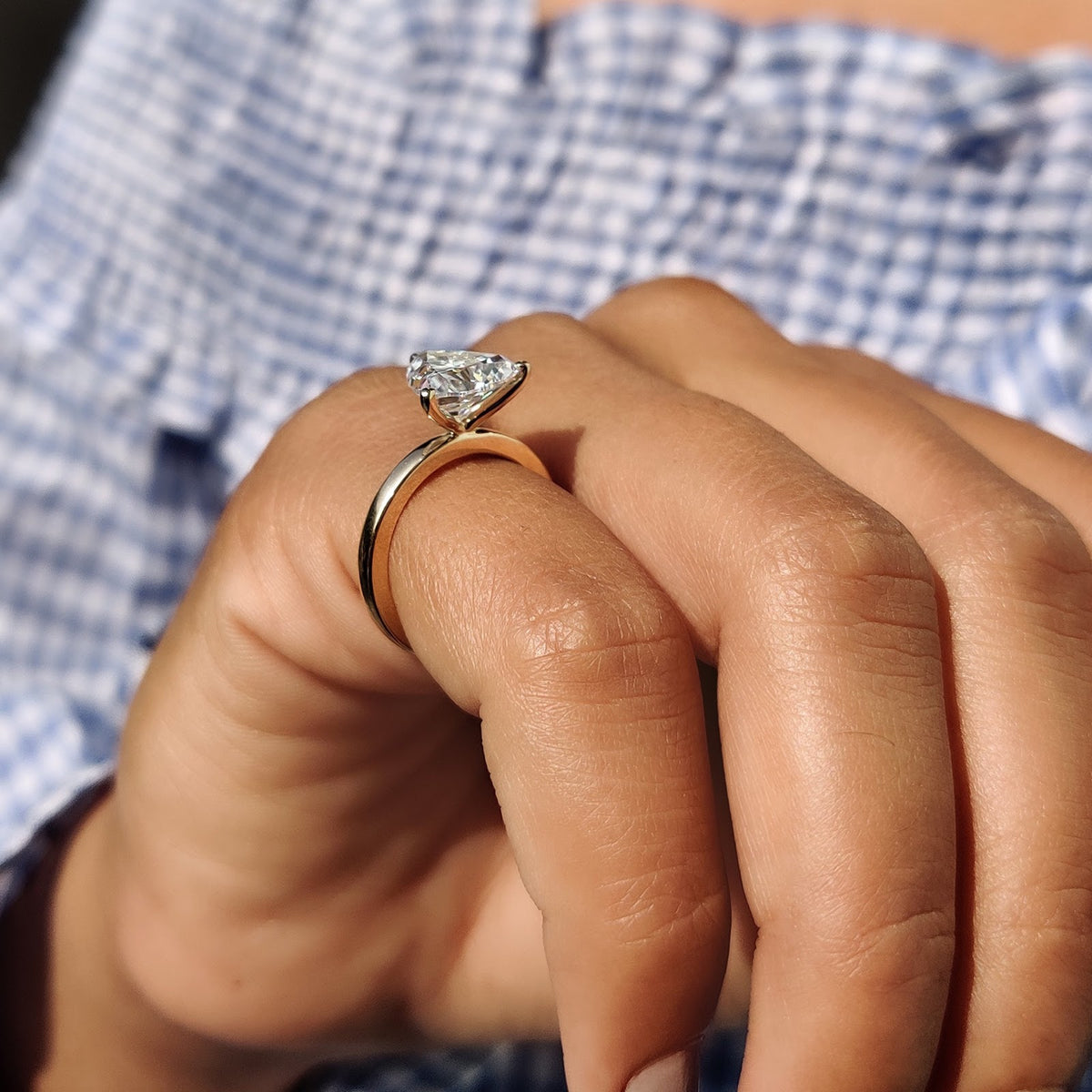 Trillion Diamond Geometric Solitaire Engagement Ring