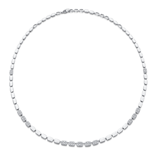 2.09 TCW Round Moissanite Diamond Cluster Choker Necklace - violetjewels