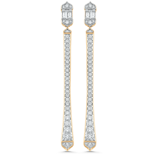 1.51 TCW Round & Baguette Moissanite Diamond Long Drop Earrings - violetjewels