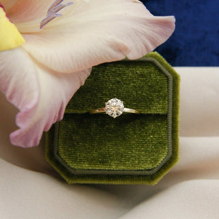 Solitaire Ring with 1.0 CT Round Cut Moissanite - violetjewels