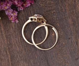0.75 CT Round Moissanite Bridal Ring Set - violetjewels