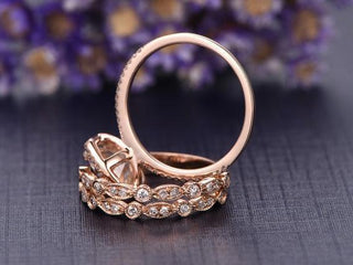 1.50 CT Cushion Cut Halo Moissanite Bridal Ring Set - violetjewels