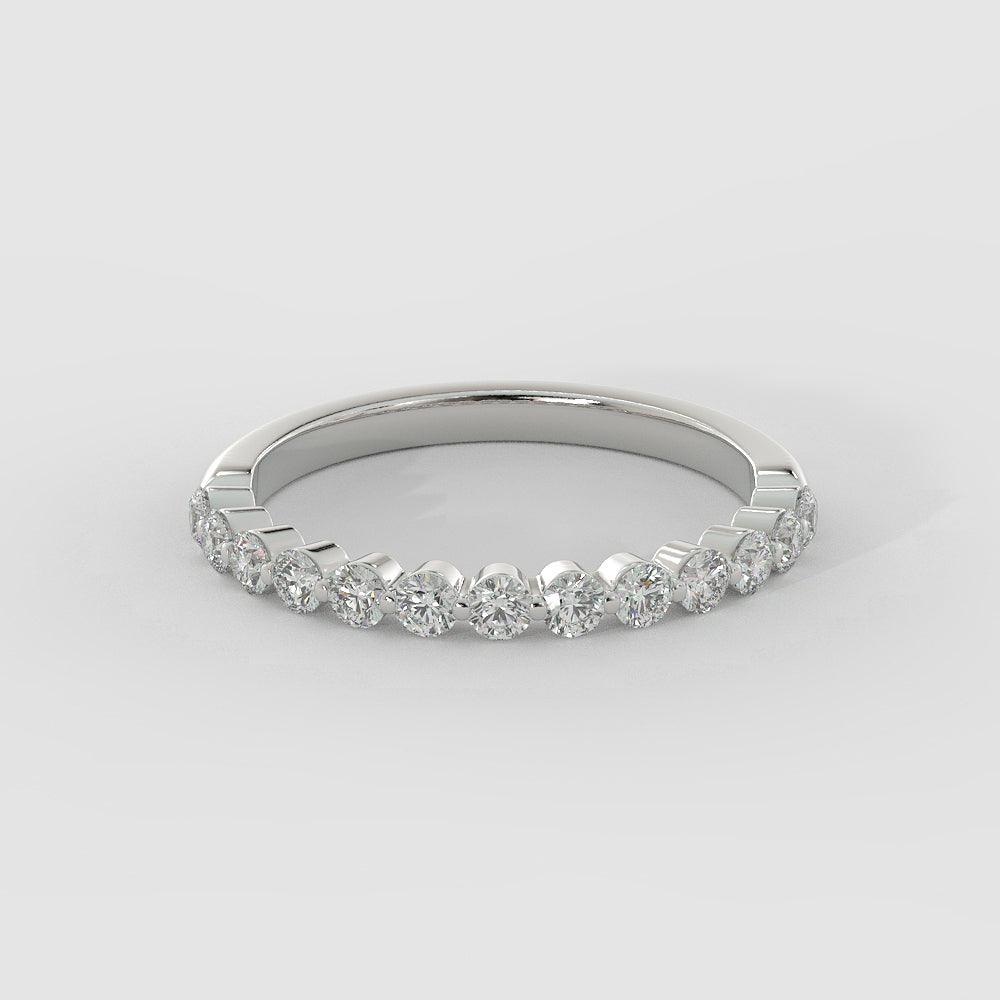 0.35 TCW Round Cut Half Eternity Moissanite Wedding Band - violetjewels
