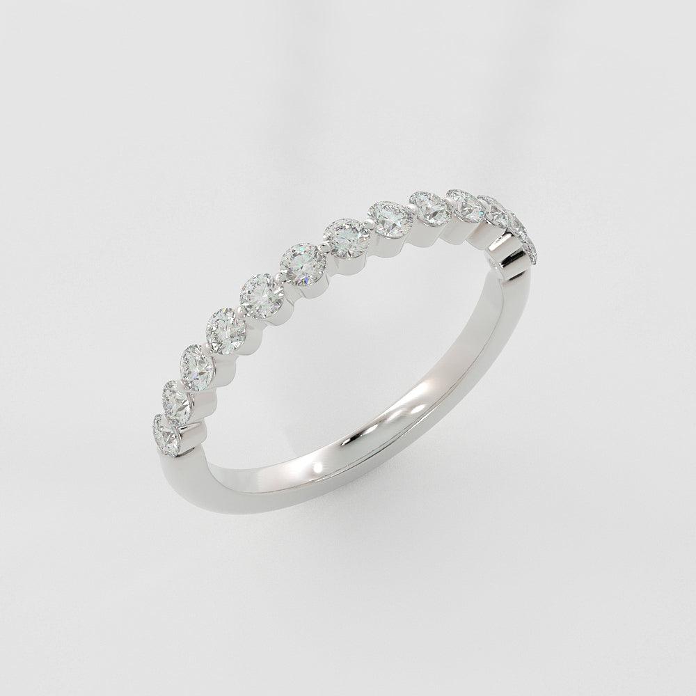 0.35 TCW Round Cut Half Eternity Moissanite Wedding Band - violetjewels