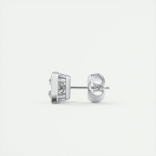 1.0 CT Princess Bezel Solitaire G/VS Lab Grown Diamond Earrings - violetjewels