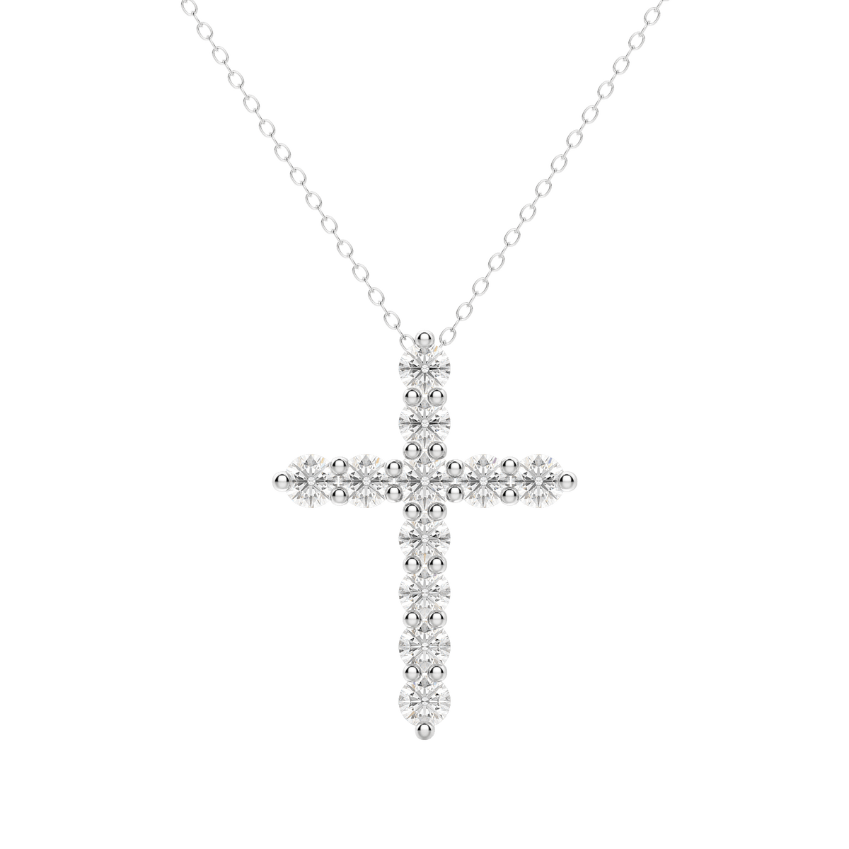 0.17 CT Round Cut Cross Pendant Moissanite Diamond Necklace - violetjewels