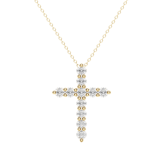 0.17 CT Round Cut Cross Pendant Moissanite Diamond Necklace - violetjewels