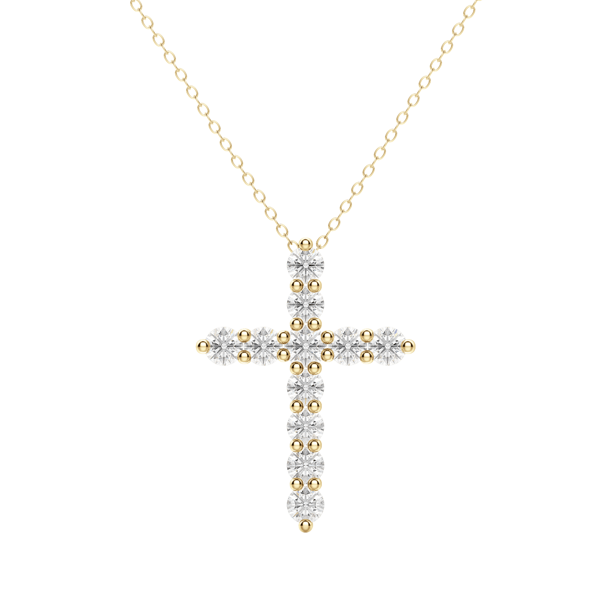 0.17 CT Round Cut Cross Pendant Moissanite Diamond Necklace - violetjewels
