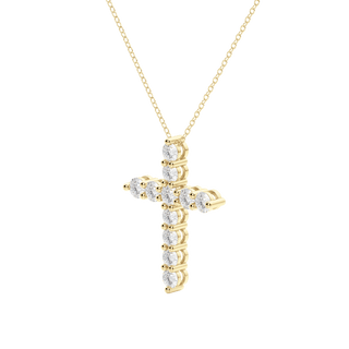 0.17 CT Round Cut Cross Pendant Moissanite Diamond Necklace - violetjewels